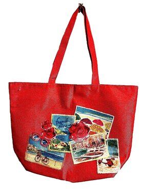 LANCOME RIVIERA Tote Shopping Bag Reversible Hot Pink Blue NEW